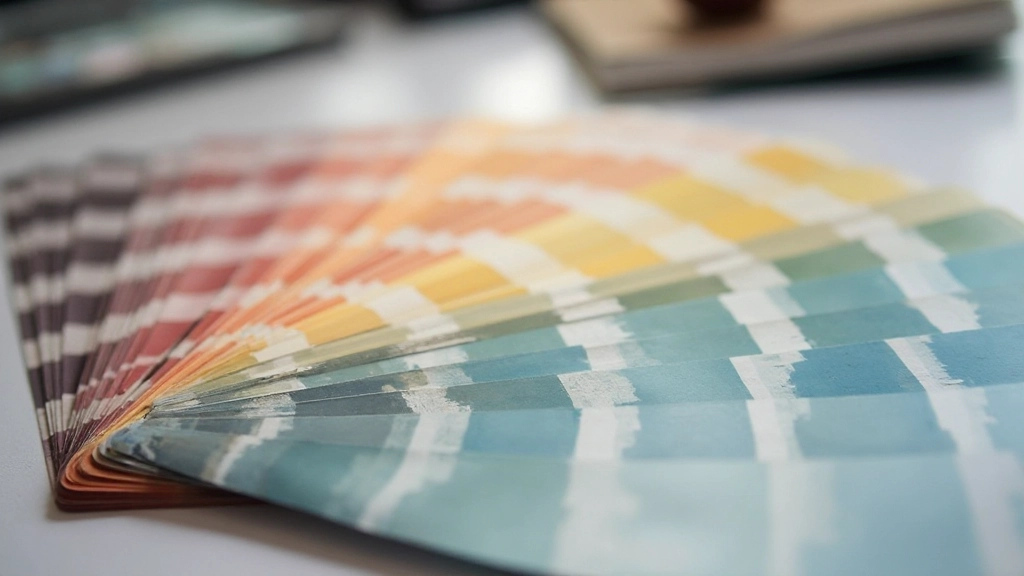 Color palette swatches showing primary brand color, accent colors, and neutral grays arranged systematically with hex codes