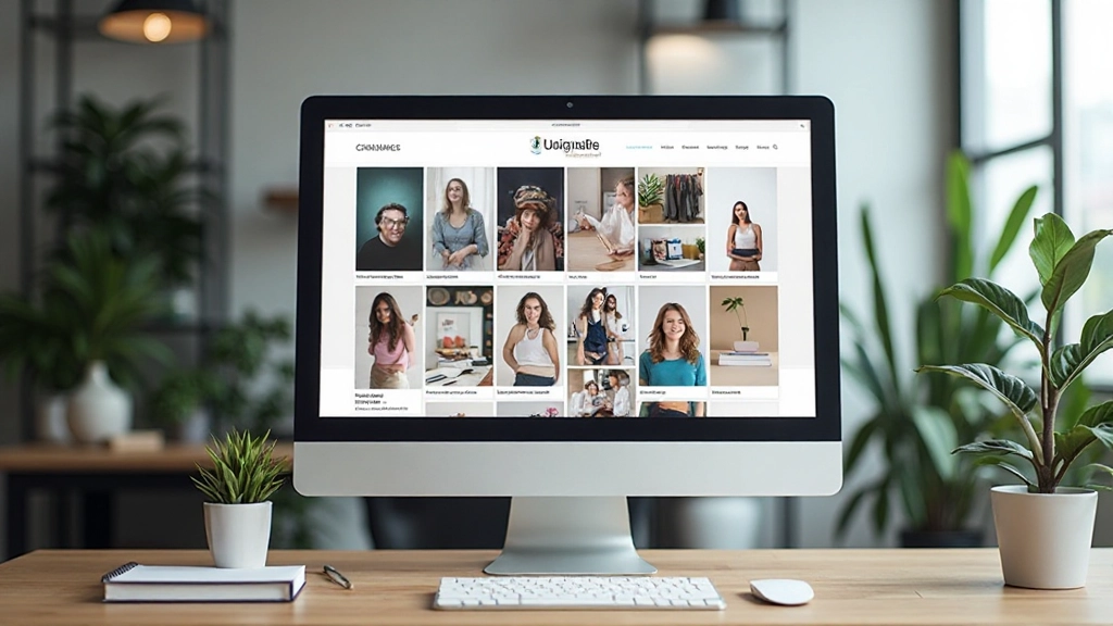 Clean minimal portfolio website layout displayed on computer monitor with navigation and project showcase visible